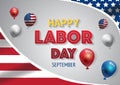 Labor day banner template decor with American flag balloons design.American labor day wallpaper Royalty Free Stock Photo