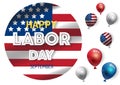 Labor day banner template decor with American flag balloons design.American labor day wallpaper Royalty Free Stock Photo