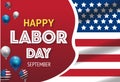 Labor day banner template decor with American flag balloons design.American labor day wallpaper Royalty Free Stock Photo