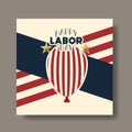 Labor day card with balloon helium and usa flag Royalty Free Stock Photo