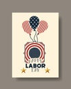 Labor day card with balloons helium and usa flag Royalty Free Stock Photo