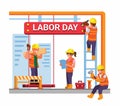 Labor Day Celebration Support Worker on 6 September with Construction worker illustration vector