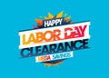 Labor day clearance mega savings - sale vector holiday web banner or flyer