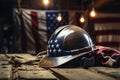 Labor day concept, tools and USA flag. Generative AI Royalty Free Stock Photo