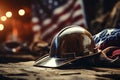 Labor day concept, tools and USA flag. Generative AI Royalty Free Stock Photo