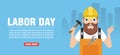 Labor day design flat banner with repairman Royalty Free Stock Photo