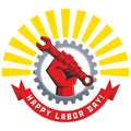 Labor day fist and gear circle