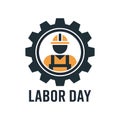 Labor Day graphic with worker icon and gear Royalty Free Stock Photo