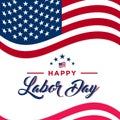Labor Day greeting card with brush stroke background in United States national flag colors and hand lettering text Happy Labor Day Royalty Free Stock Photo