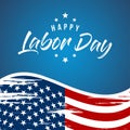 Labor Day greeting card with brush stroke background in United States national flag colors and hand lettering text Happy Labor Day Royalty Free Stock Photo