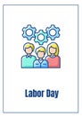 Labor day greeting card with color icon element