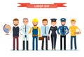 Labor Day. A group of people of different professions on a white background. Teacher, doctor, Builder, businessman Royalty Free Stock Photo