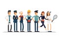 Labor Day. A group of people of different professions on a white background. Vector illustration in a flat style. Royalty Free Stock Photo