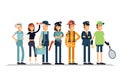 Labor Day. A group of people of different professions on a white background. Vector illustration in a flat style. Royalty Free Stock Photo