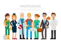 Labor Day. A group of people of different professions on a white background. Vector illustration in a flat style. Doctor Royalty Free Stock Photo