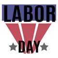 Labor Day, idea for a poster with a thematic inscription and a background of red and blue quadrilaterals