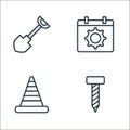 labor day line icons. linear set. quality vector line set such as bolt, cone, calendar