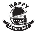 Labor Day logo design with grill barbecue BBQ Royalty Free Stock Photo