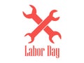 Labor Day logo with spanners isolated on a white background. 1st of May. Tools for repair. Vector Royalty Free Stock Photo