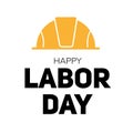 Labor Day modern illustration. Concept for greeting card or web banner. Bold text on white background with yellow worker ha