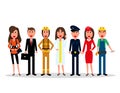 Labor Day. People group characters of different professions on a