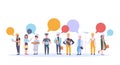 Labor day poster people of different professional occupation colorful chat bubble communication holiday celebration