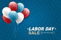 Labor Day sale background. USA national holiday concept with realistic balloons in flag colors. Royalty Free Stock Photo