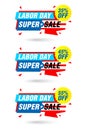 Labor day sale origami labels set. Super sale 35%, 45%, 55% off discount