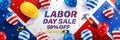 Labor Day Sale poster template.USA labor day celebration with American balloons flag.Sale promotion advertising Brochures,Poster