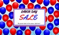 Labor day Sale promotion advertising banner with red and blue balloons