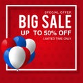 Labor day sale promotion advertising banner template decor with American flag balloons design .American labor day wallpaper.vouche Royalty Free Stock Photo