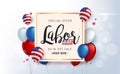 Labor day sale promotion advertising banner template decor with American flag balloons design .American labor day wallpaper. Royalty Free Stock Photo