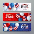 Labor day sale promotion advertising banner template decor with American flag balloons design .American labor day wallpaper.vouche Royalty Free Stock Photo