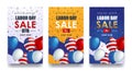 Labor day sale promotion advertising banner template decor with American flag balloons design .American labor day wallpaper. Royalty Free Stock Photo