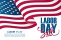 Labor Day Sale special offer banner template with waving american national flag.