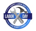 Labor day stamp seal and tools illustration Royalty Free Stock Photo