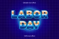 Labor day orange and blue writing text effect