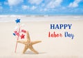 Labor Day USA background with starfishes Royalty Free Stock Photo