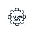 labor day vector icon isolated on white background. Outline, thin line labor day icon for website design and mobile, app Royalty Free Stock Photo