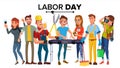 Labor Day Vector. Modern Workers Set. A Group Of People Of