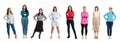 Group of different, multi ethnic people, men and women standing isolated over white background, Horizontal flyer, banner Royalty Free Stock Photo