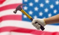 Labor hand on the USA Flag