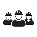 Labor icon vector group of construction builder people persons profile avatar for team work with hardhat helmet in a glyph