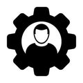 Labor icon vector male user person profile avatar with gear cogwheel for settings and configuration in flat color glyph pictogram Royalty Free Stock Photo