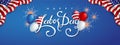 Labor day sale promotion advertising banner template decor with American flag balloons and Colorful Fireworks decor .American labo