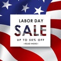 Labor day sale promotion advertising banner template decor with American flag.