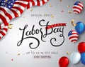 Labor day sale promotion advertising banner template decor with American flag.
