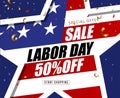 Labor day sale promotion advertising banner template decor with star shape American flag.