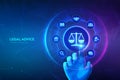 Labor law, Lawyer, Attorney at law, Legal advice concept on virtual screen. Internet law and cyberlaw as digital legal services or Royalty Free Stock Photo