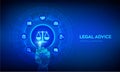 Labor law, Lawyer, Attorney at law, Legal advice concept on virtual screen. Internet law and cyberlaw as digital legal services or